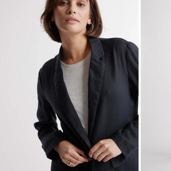 Quince European Linen Blazer Black - Picture 3 of 8